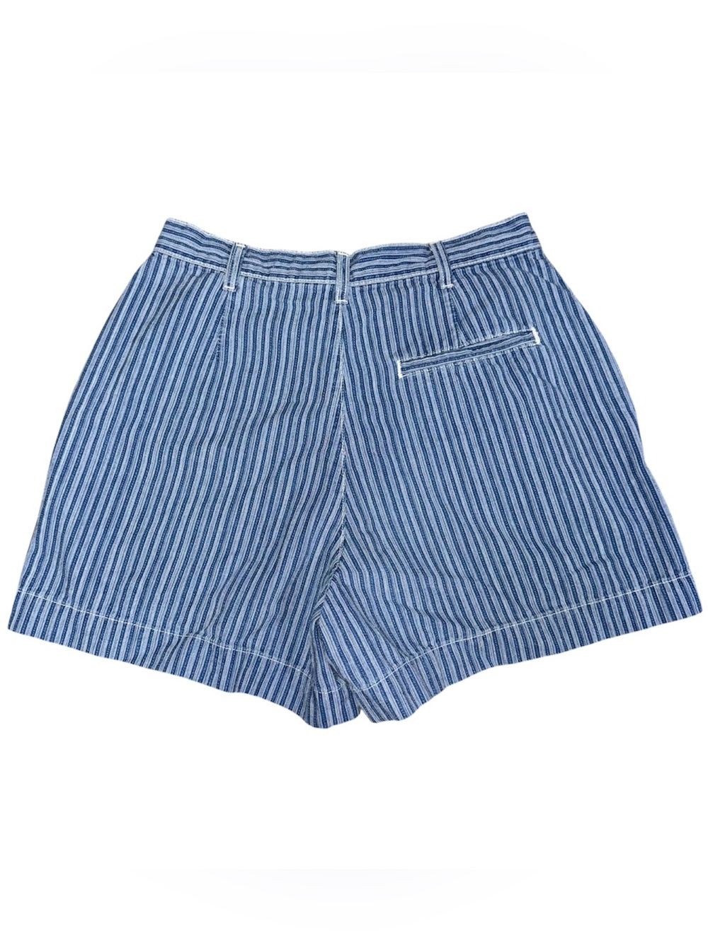 Vintage 90s Blue Striped High Waisted Mom Shorts Sz 27 Coastal Grandma Preppy - Picture 2 of 7